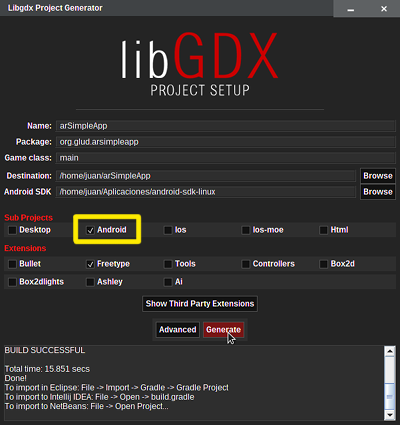 Configurar proyecto de libGDX